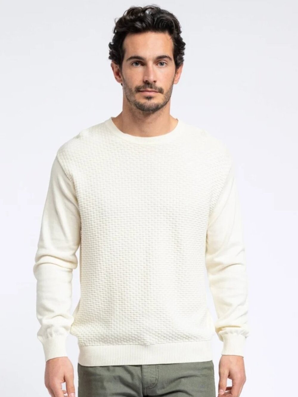 SMF Cream Basket Weave Knit Sweater/26669